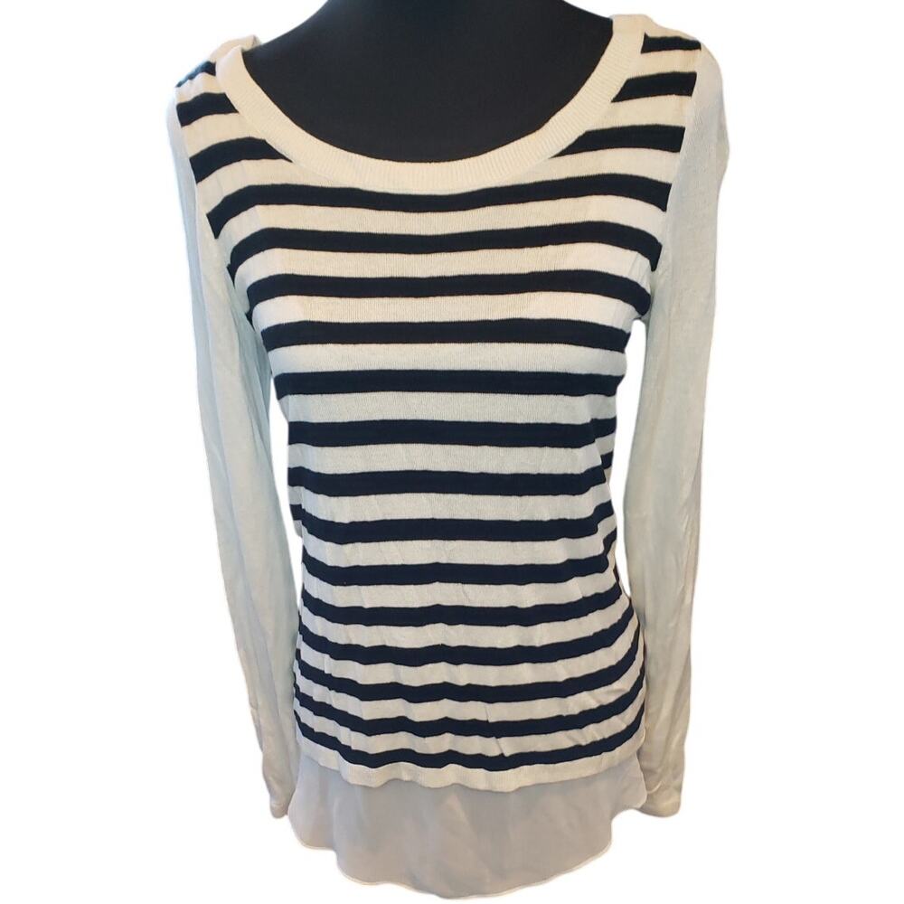 EXPRESS L/G White shirt‎ with Black stripes on front body area